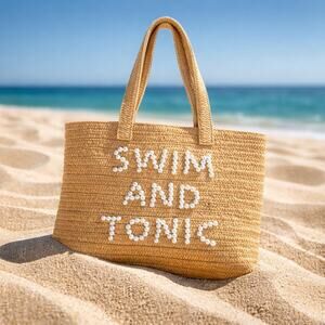 NWT Urban Expressions Seaton Pearls Large Tote SWIM AND TONIC Beach Vacation